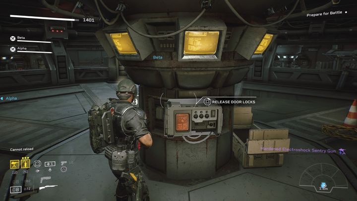 The next step you'll have to take is to open the locks on the door - Aliens: Fireteam Elite: Rescue - walkthrough - Top priority - Aliens Fireteam Elite - guide, how to read