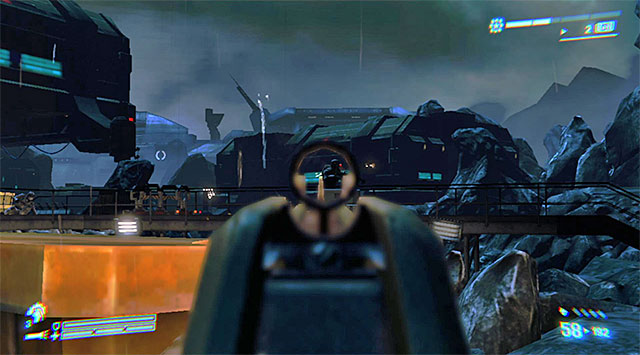 As soon as you enter the wider area, find some good covers and start firing at mercenaries and aliens alike - Destroy the AA guns (2 of 3) - Mission 10: Derelict Reclaimed - Aliens: Colonial Marines - Game Guide and Walkthrough