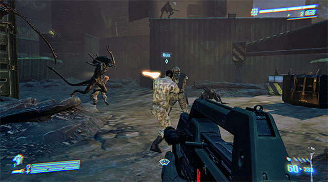 The next part or the mission will have you run through an area full of containers - Get to the FTL ship and stop it from launching (part 3) - Mission 10: Derelict Reclaimed - Aliens: Colonial Marines - Game Guide and Walkthrough