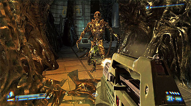 You can use the motion tracker to locate the fugitive Xenomorph, but it's not a requirement - Kill Xeno - Mission 1: Distress - Aliens: Colonial Marines - Game Guide and Walkthrough