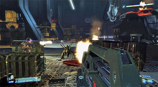 Now it's time for a defensive task - Defend Keyes while he overrides the lockdown - Mission 1: Distress - Aliens: Colonial Marines - Game Guide and Walkthrough