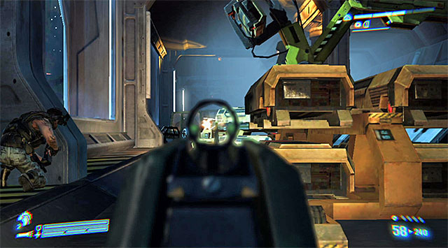 After unlocking the door, head for the stairs leading to the service line and go straight ahead - Get to the command deck through Engineering - Mission 2: Battle for Sulaco - Aliens: Colonial Marines - Game Guide and Walkthrough