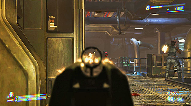 Get ready, because as soon as you open the door you'll be forced to take down some new mercenaries - Get to the dropship to escape the Sulaco - Mission 3: Sulaco Falls - Aliens: Colonial Marines - Game Guide and Walkthrough