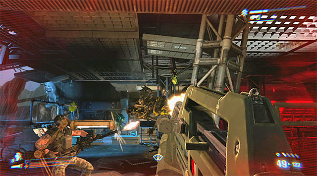 My recommendation now is to place yourself at the console that Bishop is using; this way you'll have a narrow passageway separating you from the aliens - Deploy the Sentry Turret to Defend Operations - Mission 4: No Hope in Hadleys - Aliens: Colonial Marines - Game Guide and Walkthrough