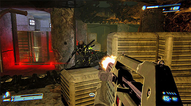 As you make your way to the last part of the base, watch out for Xenomorphs Lurkers - Get to the Comm Tower to Find Bella and Reid - Mission 4: No Hope in Hadleys - Aliens: Colonial Marines - Game Guide and Walkthrough