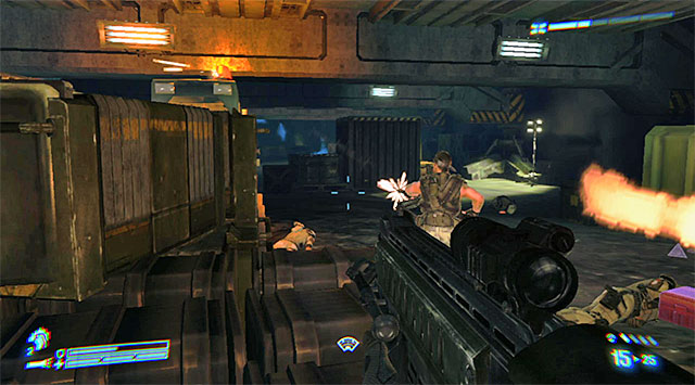 After exiting the garage, start walking towards the hill outlined in the distance - Escape to the elevator with Bella and ONeal - Mission 6: For Bella - Aliens: Colonial Marines - Game Guide and Walkthrough