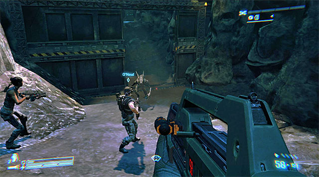 Leave the elevator and go straight ahead - Find a way into the Weyland-Yutani Facility to save Bella - Mission 7: One Bullet - Aliens: Colonial Marines - Game Guide and Walkthrough