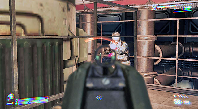 Go upstairs and take care of a group of armed scientists in the new area - Get to the power module and shut it down (part 2) - Mission 7: One Bullet - Aliens: Colonial Marines - Game Guide and Walkthrough