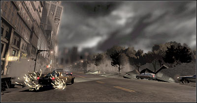 As you've probably noticed, the asphalt is being destroyed around you, so it's very important to stay in the middle of the road - Episode 2 Scene 5 - Episode 2 - Alone in the Dark - Game Guide and Walkthrough