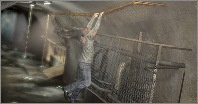 Make sure you've grabbed the pipe and start moving to your left - Episode 3 Scene 3 part 1 - Episode 3 - Alone in the Dark - Game Guide and Walkthrough