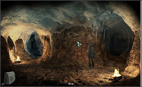 Return to previous cave and examine symbols visible on the central wall (mural) - Find answers in a cave - Day 3 - Alpha Polaris - Game Guide and Walkthrough