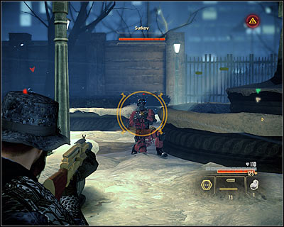 The last part of this mission requires you to protect Surkov, who will try to defend himself and will be hiding behind a cover opposite to the embassy (M8A, 8) - Walkthrough - Moscow - Intercept Surkov at US Embassy - Walkthrough - Moscow - Alpha Protocol: The Espionage RPG - Game Guide and Walkthrough