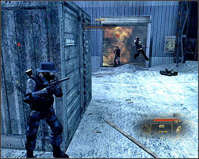 Dmitri and his men will show up right after you eliminate the fourth guard (M7, 22) and it would be wise to get ready for his attack - Walkthrough - Moscow - Investigate Weapon Shipments - Walkthrough - Moscow - Alpha Protocol: The Espionage RPG - Game Guide and Walkthrough