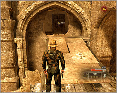 If you want to attack the enemies, you should consider starting shooting even before jumping down - Walkthrough - Saudi Arabia - Intercept Nasri the Arms Dealer - Walkthrough - Saudi Arabia - Alpha Protocol: The Espionage RPG - Game Guide and Walkthrough