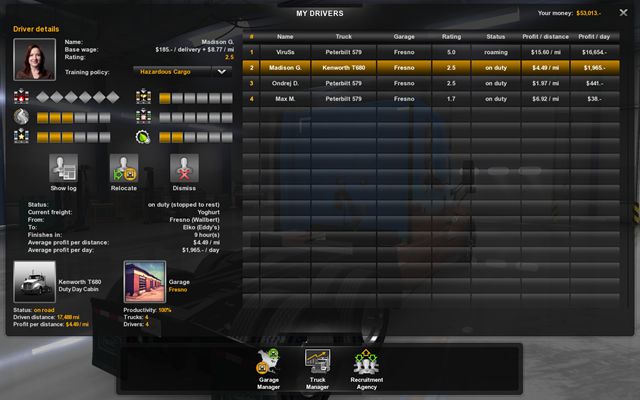 However, do not neglect other skills - Training employees - Employees - American Truck Simulator - Game Guide and Walkthrough