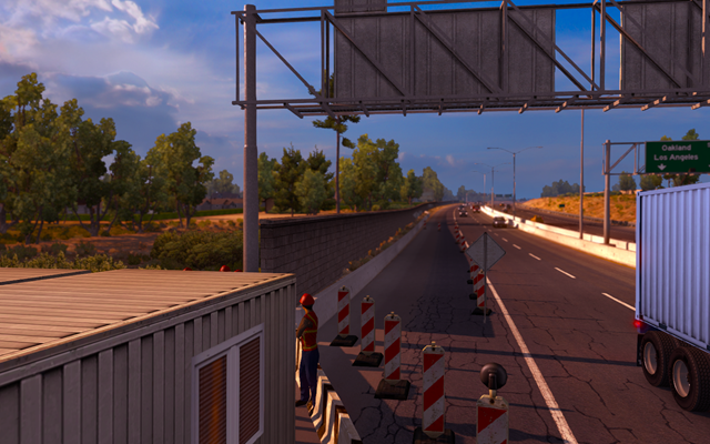 When you travel pay attention to speed limit signs which inform about potential danger - Narrowing and roadworks - Game world - American Truck Simulator - Game Guide and Walkthrough