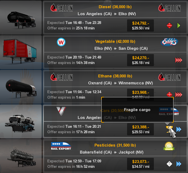 This skill allows for transporting fragile cargo such as glass, electronic devices or cars - Skills - Driver - American Truck Simulator - Game Guide and Walkthrough
