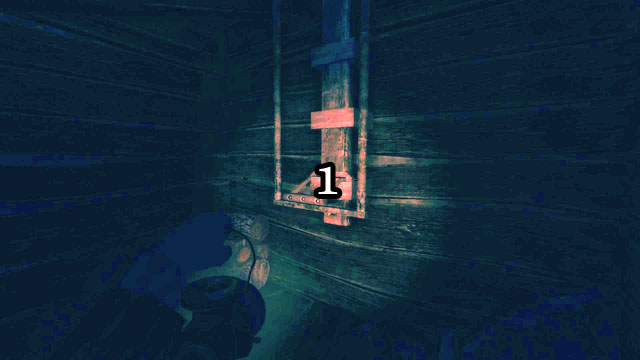 After that, go left, walk behind the lowered ladder and pull the latch [1] - The Basement | Walkthrough - Walkthrough - Amnesia: A Machine for Pigs Game Guide