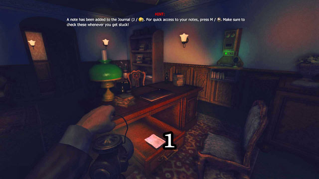 The next note is in the first drawer of the desk in the room with rifles hanging on the wall [1] (November 7th 1898) - The Residence - Part One | Collectibles - Collectibles - Amnesia: A Machine for Pigs Game Guide