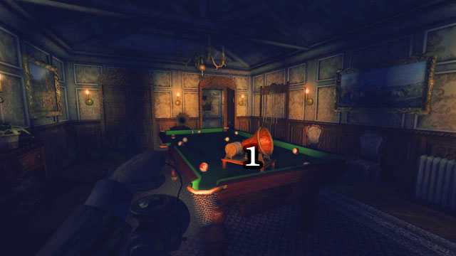 This gramophone is on the billiard table[1] - The Residence - Part Two | Collectibles - Collectibles - Amnesia: A Machine for Pigs Game Guide