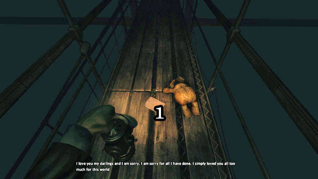 You will find the note by the teddy bear, on your way to the tower [1] (28th December 1899) - The Tower and The Temple | Collectibles - Collectibles - Amnesia: A Machine for Pigs Game Guide