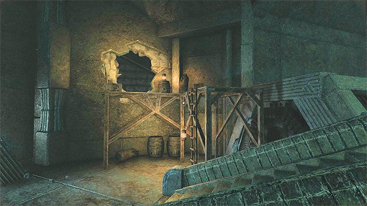 Your goal is to reach the scaffolding with a ladder shown in the picture - Amnesia Rebirth: The Portal Chamber (1st visit) - walkthrough, secrets - Walkthrough - Amnesia Rebirth Guide
