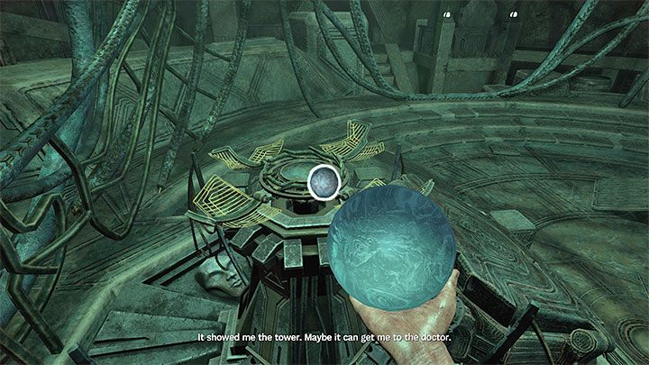 Select the Orb in the inventory and take it to the central mechanism you have to place it - Amnesia Rebirth: The Portal Chamber (2th visit) - walkthrough, secrets - Walkthrough - Amnesia Rebirth Guide