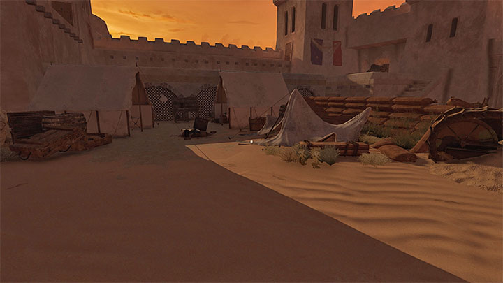 Go back downstairs and head to the area with two tents - Amnesia Rebirth: The Fortress - walkthrough, secrets - Walkthrough - Amnesia Rebirth Guide