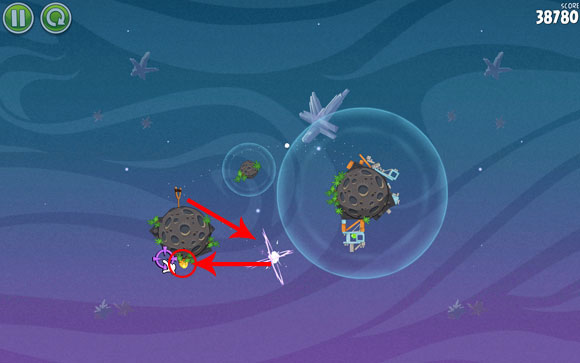 In order to unlock the hidden level, you need to use the last bird - Level E-4 - Eggsteroids - Angry Birds Space - Game Guide and Walkthrough