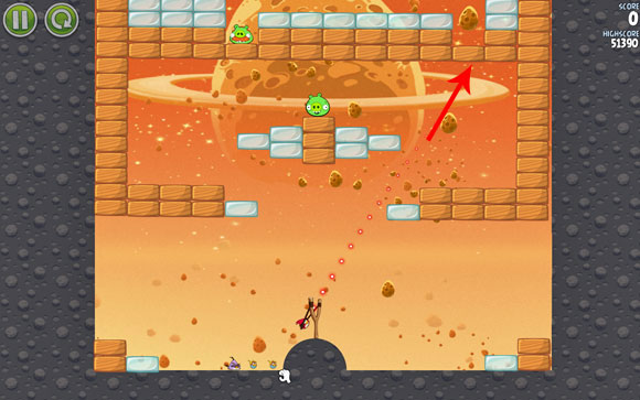 Because of the highest amount of random elements among all the levels in the game, this level is very difficult - Level E-3 - Eggsteroids - Angry Birds Space - Game Guide and Walkthrough