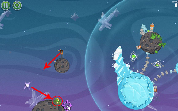 In order to unlock the hidden level, launch the first bird the other way than usually - Level E-3 - Eggsteroids - Angry Birds Space - Game Guide and Walkthrough