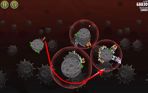 You should only have one pig left - Level 3-23 - Danger Zone - Angry Birds Space - Game Guide and Walkthrough