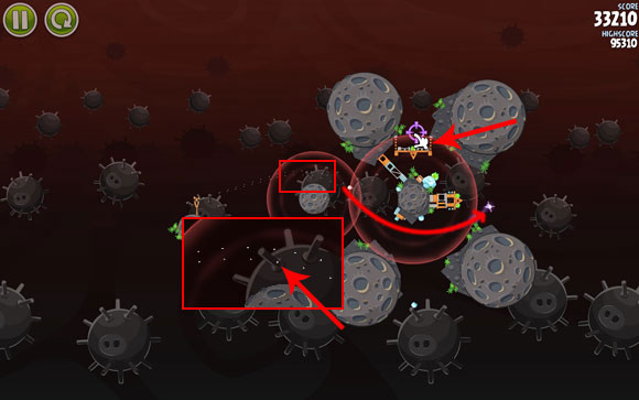 This will also clear the further path - Level 3-20 - Danger Zone - Angry Birds Space - Game Guide and Walkthrough