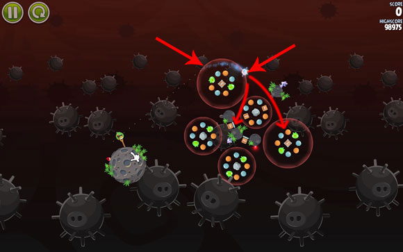 This level is all about luck and precision - Level 3-12 - Danger Zone - Angry Birds Space - Game Guide and Walkthrough