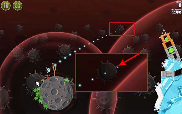 Another level on which everything should go smoothly on its own as long as you launch the bird properly - Level 3-11 - Danger Zone - Angry Birds Space - Game Guide and Walkthrough