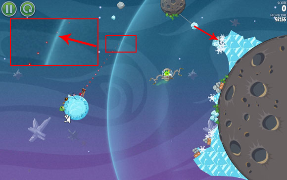 As before, the boss fight isn't difficult, but requires more luck than the previous levels, because the flying machine of the Pig King behaves in an unpredictable and random way - Level 2-30 - Cold Cuts - Angry Birds Space - Game Guide and Walkthrough