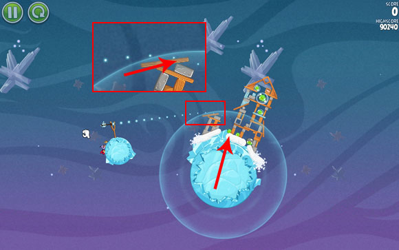 At this level, the first step is the most important - Level 2-24 - Cold Cuts - Angry Birds Space - Game Guide and Walkthrough