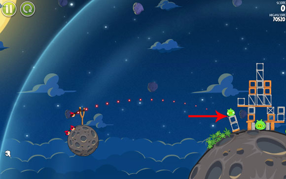 Your goal is to shake the whole structure - Level 1-4 - Pig Bang - Angry Birds Space - Game Guide and Walkthrough