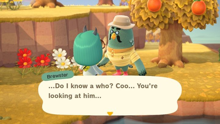 Start a conversation with him and tell him why you came - ACNH 2.0: Where to find brewster? - FAQ - Animal Crossing New Horizons Guide