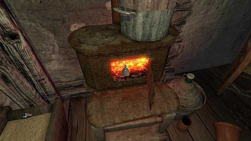 Once you get inside move forward, open the devastated door and fill canteen with water from the puddle - House - part 1 - Walkthrough - Anna Game Guide & Walkthrough