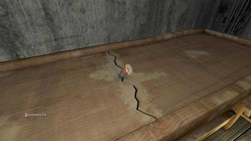 When you get near the table use wooden branch on the stuck bone hilt (picture) - House - part 1 - Walkthrough - Anna Game Guide & Walkthrough