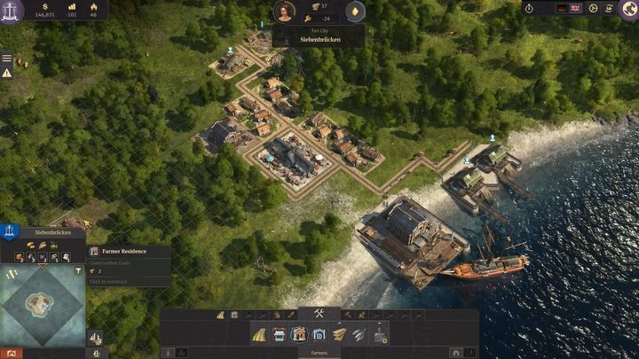 You Begin the game with a ship, significant amount of space, and a given amount of gold - Anno 1800: Development and dwellers needs - Basics - Anno 1800 Game Guide