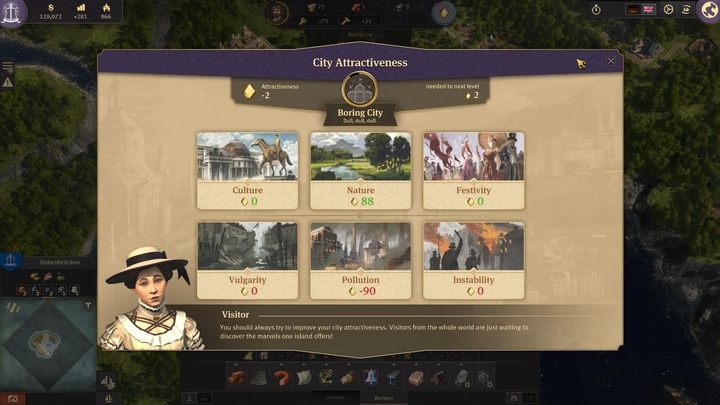 City attractiveness is a new feature, which determines how your island is perceived by others - Anno 1800: City attractiveness guide - City management - Anno 1800 Game Guide