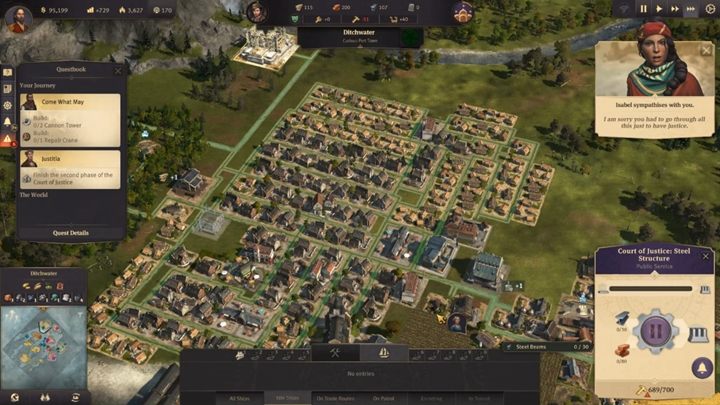 The second phase requires 30 steel, 80 bricks and 700 workers - Anno 1800: Chapter 4 - The Torch Passes Walkthrough - Campaign - Anno 1800 Game Guide