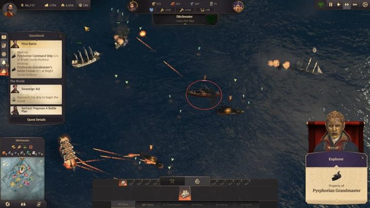 Enemy ships are rather powerful but there is a way to make the battles easier for you - Anno 1800: Chapter 4 - The Torch Passes Walkthrough - Campaign - Anno 1800 Game Guide