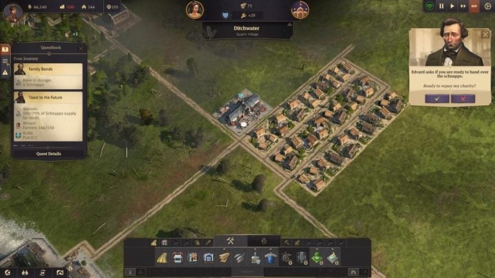 Your business with Schnapps has attracted the attention of Uncle of the main character, who demands that you give away 4x Schnapps - Anno 1800: Chapter 1 - A Tale of Two Brothers Walkthrough - Campaign - Anno 1800 Game Guide