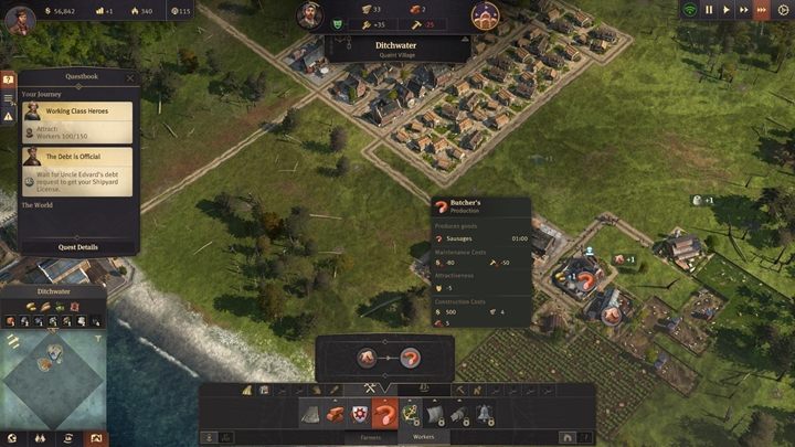 Its time to expand our society - youve met all the needs of farmers, so you can click on the huts and get workers - Anno 1800: Chapter 1 - A Tale of Two Brothers Walkthrough - Campaign - Anno 1800 Game Guide
