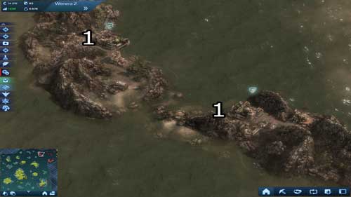 The first thing we need to do is to command one of the ships to watch the coast of Strindberg's old base, because the enemy will be sending its submarines there regularly - Mission Four - Zero Hour - Chapter Three: In the Eye of the Storm - Anno 2070 - Game Guide and Walkthrough