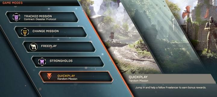 During Quickplay, youll join a random mission or a Contract, regardless of whether youve played it or not - How to receive a reward for Reinforcement (Challenge) in Anthem? - FAQ - Anthem Guide
