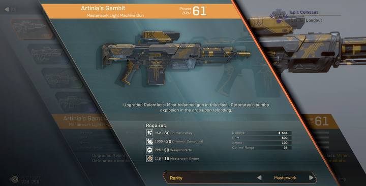 Only then you can use the blueprint, and you already have the weapon - Can you craft Legendary equipment in Anthem? - Crafting - Anthem Guide